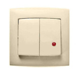 Выключатель Елизавета двухклавишный с подсветкой С56-181, слоновая кость