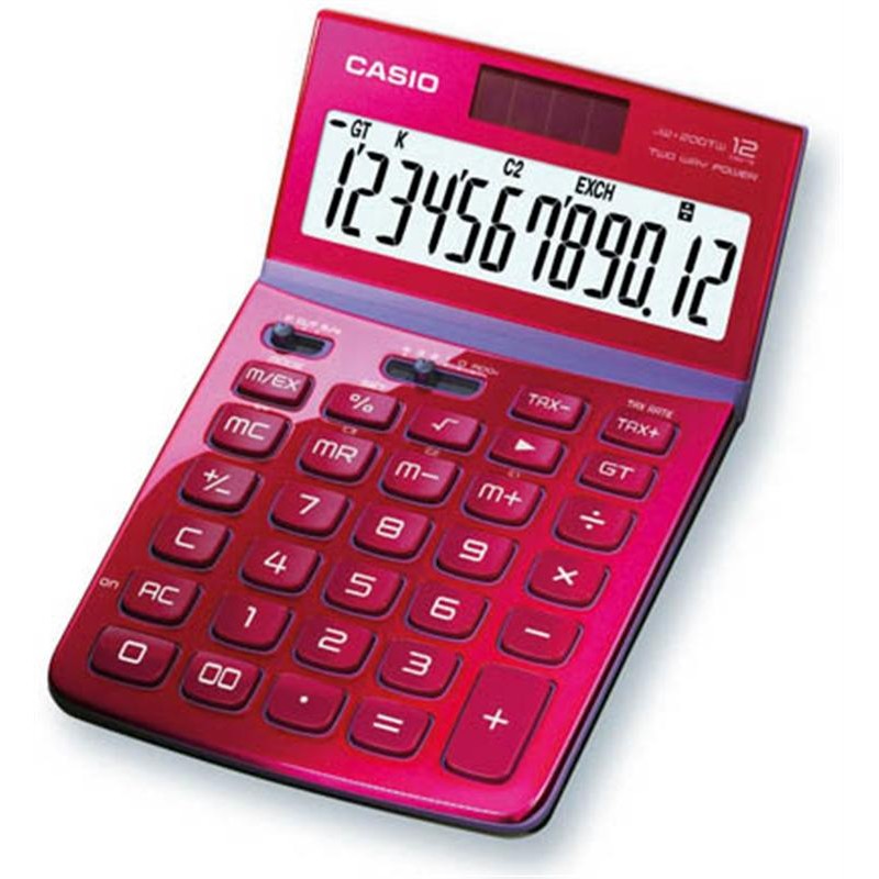 Калькулятор Casio JW-200TV/W-RD-S-EH 12-разрядный, настольный, красный