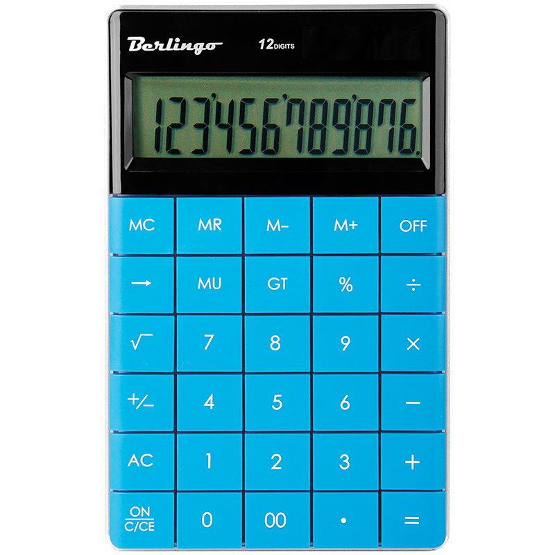 Калькулятор Berlingo CIB_100 12-разрядный, двойное питание, синий