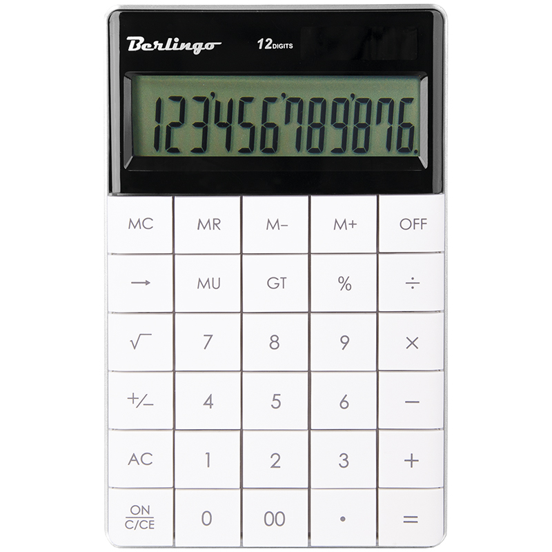 Калькулятор Berlingo CIW_100 12-разрядный, двойное питание, белый