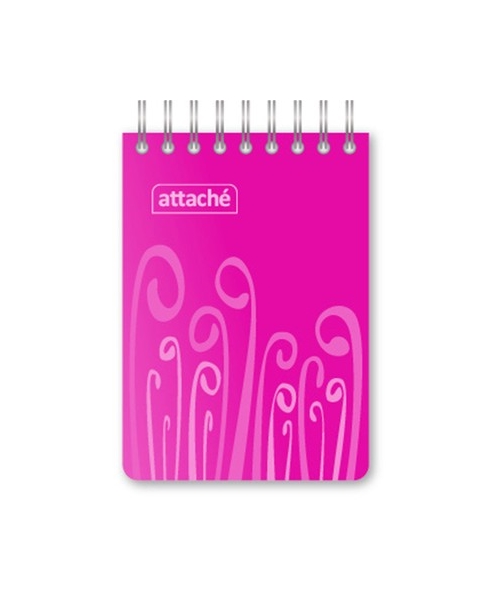 Блокнот А7 80л. спираль клетка Attache Fantasy в пластиковой обложке розового цвета