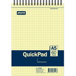 Блокнот Attache QuickPad А5 60 л, желтый в клетку, на спирали