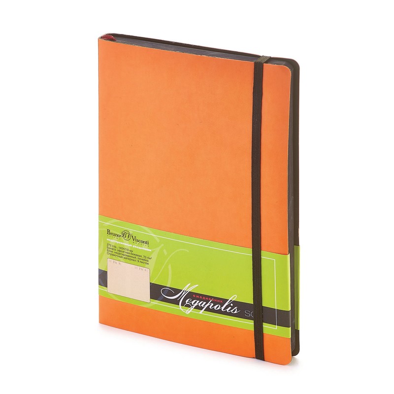 Ежедневник недатированный Bruno Visconti Megapolis Soft кожзам, А5 136 л., оранжевый, 144х212 мм