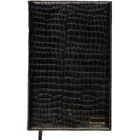 Ежедневник Boncarnet Prestige Croco, недатированный, А5+, 160x250 мм, черный, натуральная кожа, 190 …