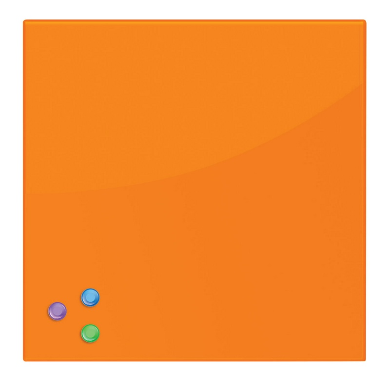 Доска магнитно-маркерная стеклянная BRAUBERG, оранжевая, 45×45 см, 3 магнита
