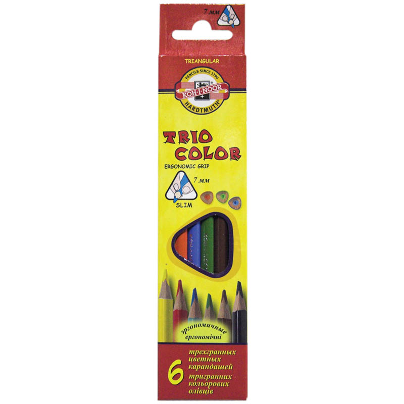 Карандаши цветные Koh-I-Noor TrioColor 3131006004KSRV, 6 цветов