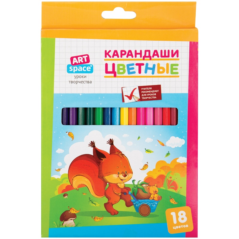 Карандаши цветные ArtSpace Зверята СР18_7882, 18 цветов
