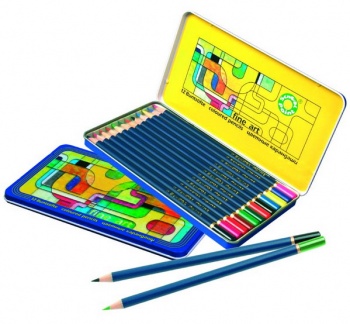 Карандаши цветные 12 цветов School Point металлическая коробка 6347112-02