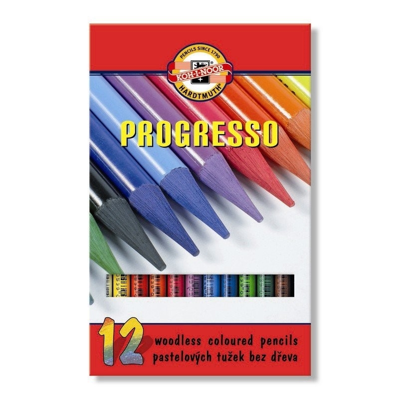 Карандаши цветные художественные KOH-I-NOOR "Progresso", 12 цветов, 8756012007PZ