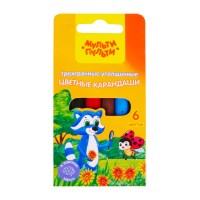 Карандаши цветные Мульти-Пульти Енот на лугу CP_14755, трехгранные, утолщенные, укороченные, 6 цв