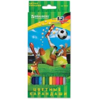Карандаши цветные BRAUBERG "Football match", 12 цветов