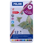 Карандаши цветные Milan "213" 80057, утолщенный грифель, метал. пенал, 12 цветов
