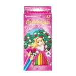 Карандаши цветные BRAUBERG Rose Angel 180594, трехгранные, 12 цветов