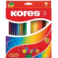 Карандаши цветные Kores трехгранные с точилкой, 24 цвета