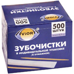 Зубочистки бамбуковые Aviora 401-486, 500 шт., в индивидуальной упаковке, картонная коробка