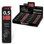 Грифели запасные BRAUBERG "Black Jack" Hi-Polymer 180447, КОМПЛЕКТ 20 шт, НВ, 0,5 мм