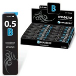Грифели запасные BRAUBERG "Black Jack" Hi-Polymer 180449, КОМПЛЕКТ 20 шт, В, 0,5 мм