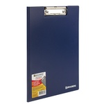 Папка-планшет BRAUBERG "Contract", А4 (315х230 мм), с прижимом и крышкой, пластиковая, синяя, сверхп…