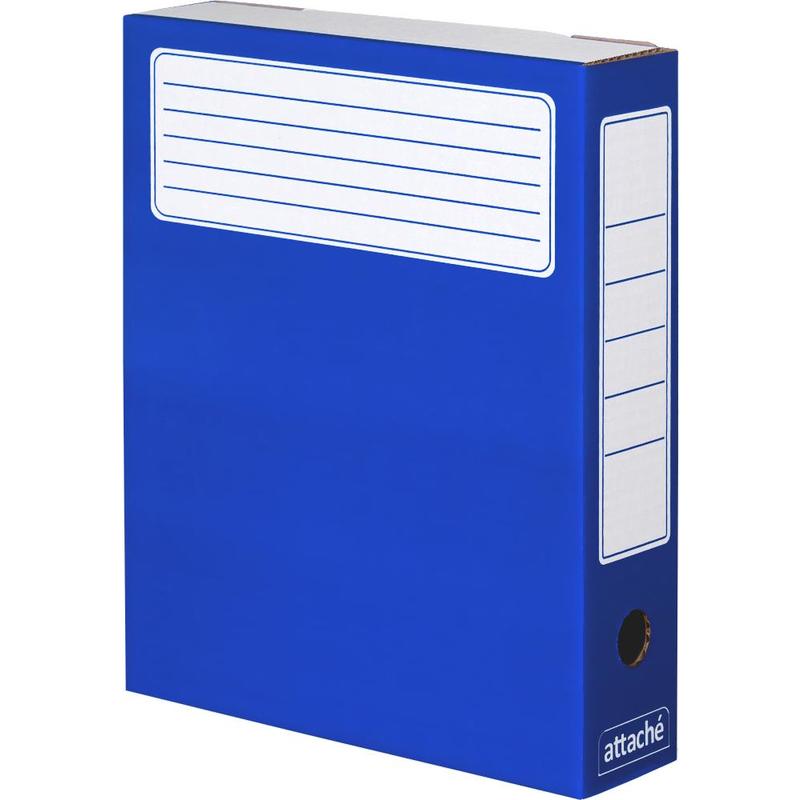 Короб архивный Attache синий, микрогофрокартон, 75 мм, упаковка 5 шт