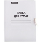 Папка для бумаг OfficeSpace 257303, белая с завязками, мелованная, 380 г/м²