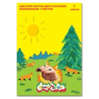 Цветной картон мелованный двусторонний Каляка-Маляка КЦДКМ07, 7 цветов 7 листов