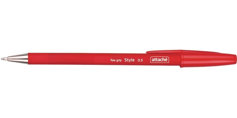 Ручка шариковая Attache Style flex grip, красная паста, 0.5 мм