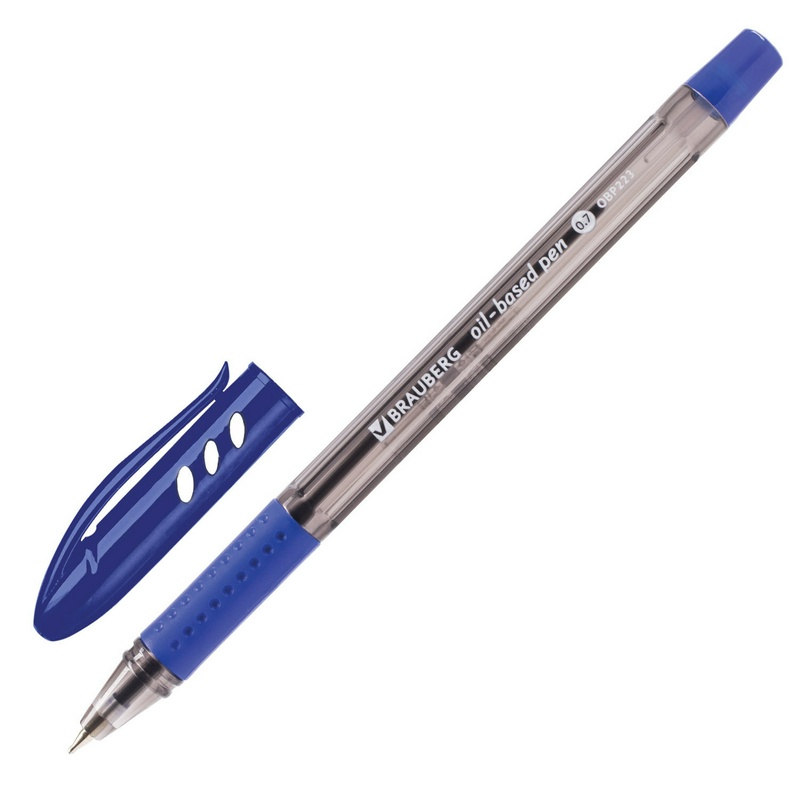 Ручка шариковая масляная BRAUBERG Black Tone 142951, СИНЯЯ, корпус тонированный, узел 0,7 мм, линия письма 0,35 мм
