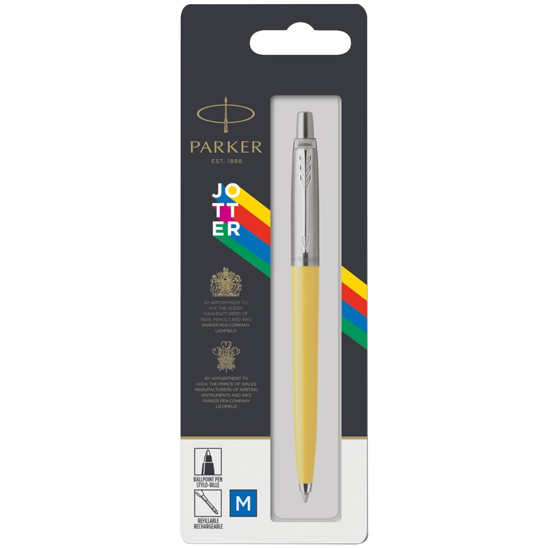 Ручка шариковая Parker "Jotter Yellow CT", синяя, 1,0мм, кнопочн., пластик. корпус, блистер