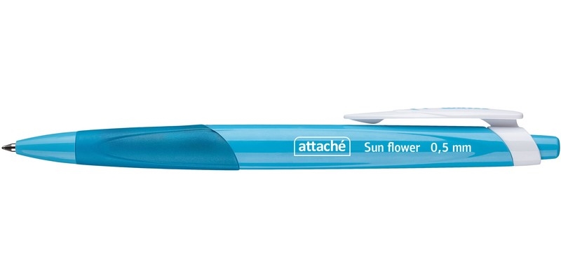 Ручка шариковая автоматическая Attache Sun Flower, синий корпус, синяя, 0.5 мм