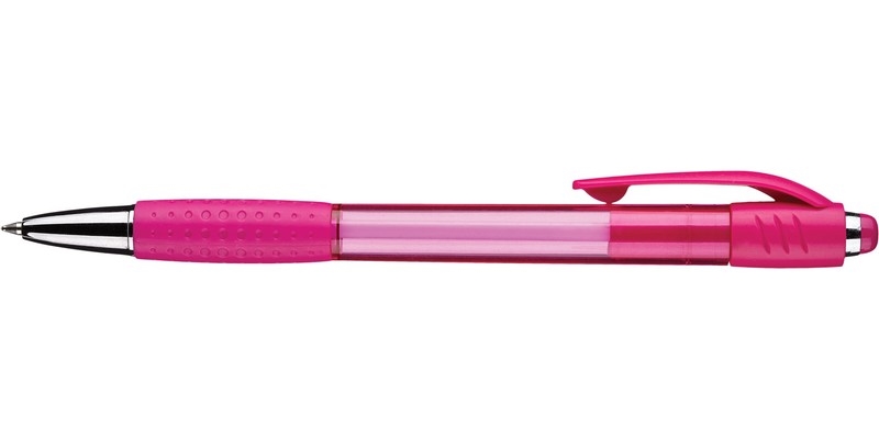 Ручка шариковая автоматическая Attache Happy, розовый корпус, синяя, 0.5 мм
