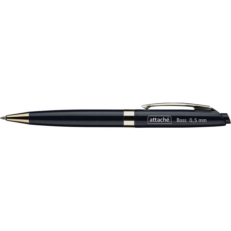 Ручка шариковая автоматическая Attache Boss, черный корпус, черная, 0.5 мм