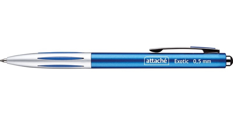 Ручка шариковая автоматическая Attache Exotic, синий корпус, синяя, 0.5 мм