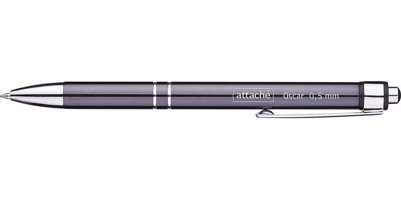 Ручка шариковая автоматическая Attache Oscar, серебристый корпус, синяя, 0.5 мм