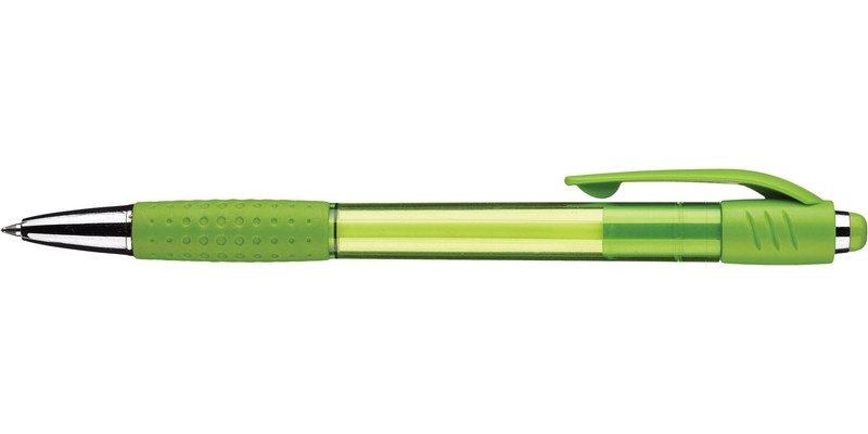 Ручка шариковая автоматическая Attache Happy, зеленый корпус, синяя, 0.5 мм