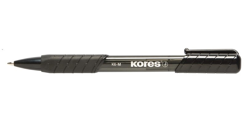 Ручка шариковая автоматическая Kores К6 треугольный корпус, черная паста, 0,5 мм
