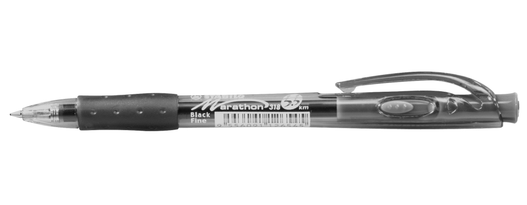 Автоматическая шариковая ручка STABILO Marathon 318/46, прозрачный корпус, черная паста, 0.5 мм