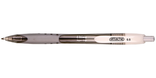 Ручка шариковая Attache Ultima Supergrip, прозрачный корпус, черная паста, 0.5 мм