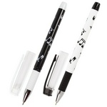 Ручка шариковая масляная с грипом BRAUBERG BLACK&WHITE Melody 142658, СИНЯЯ, узел 0,7 мм, линия пись…