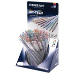 Ручка шариковая масляная PENSAN "My-Tech Colored", палитра ярких цветов АССОРТИ, 0,7 мм, дисплей, 22…