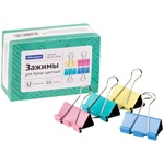 Зажимы для бумаг 41 мм, OfficeSpace BCLC41_19362, 12 штук, цветные