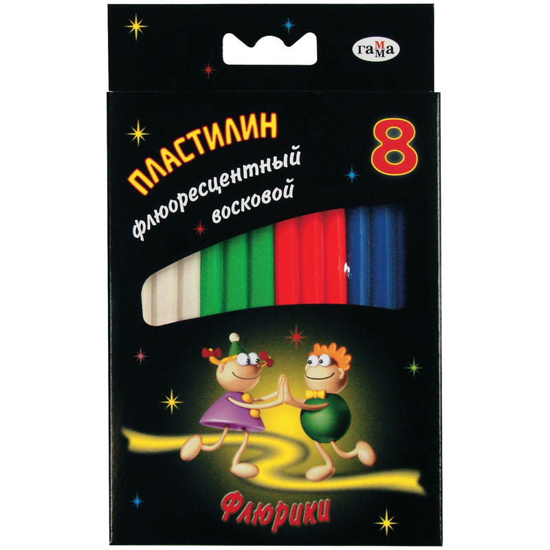 Пластилин ГАММА Флюрики 280035Н флюоресцентный восковой 8 цветов