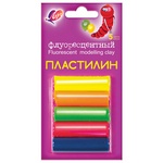 Флуоресцентный пластилин Луч, 5 цветов, со стеком, 65 г, 12С 764-08