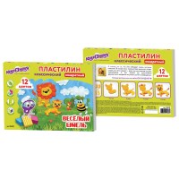 Пластилин классический ЮНЛАНДИЯ, 12 цв., 204 г, БЕЗ СТЕКА, КВАДРАТНЫЙ, картонная упаковка, 104823