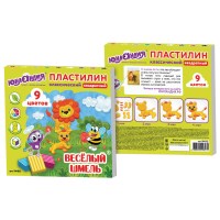 Пластилин классический ЮНЛАНДИЯ, 9 цв., 153 г, БЕЗ СТЕКА, КВАДРАТНЫЙ, картонная упаковка, 104822