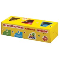 Пластилин на растительной основе (тесто для лепки) ПИФАГОР, 3 цв., 270г, картонный рукав, 104437