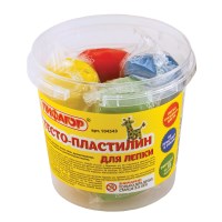 Пластилин на растительной основе (тесто для лепки) ПИФАГОР, 4 цв., 240г, пластиковый стакан, 104543