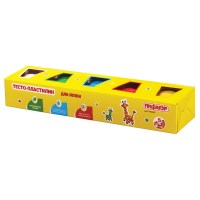 Пластилин на растительной основе (тесто для лепки) ПИФАГОР, 5 цв., 450г, картонный рукав, 104438