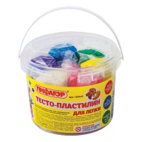 Пластилин на растительной основе (тесто для лепки) ПИФАГОР, 7 цв., 420г, пластиковое ведро, 104545