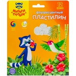 Пластилин восковой флуоресцентный Мульти-Пульти "Енот на острове Куба" ФП_11062, 12 цветов, 180 г