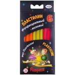 Пластилин флуоресцентный восковой, 6 цветов